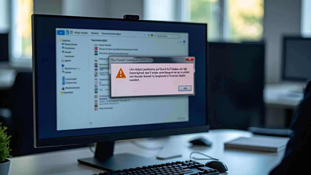 Janela de aviso de erro do Windows com código de erro vermelho em monitor